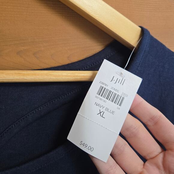 J. Jill Fit Back Keyhole Tee Navy Blue NWT XL Short Sleeve Flowy Fit Top Shirt - Picture 4 of 5